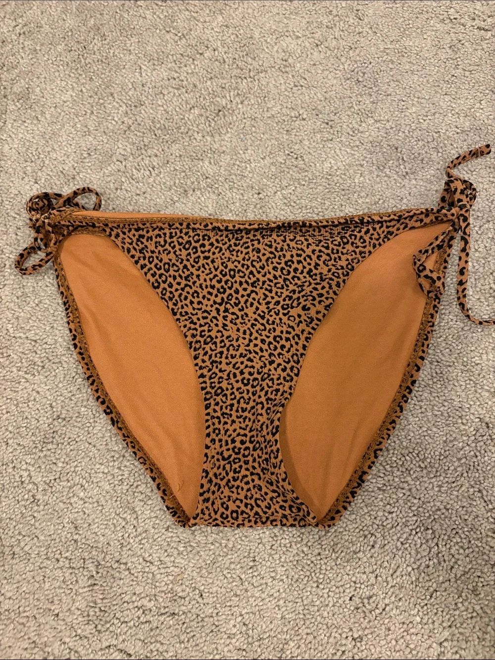 Tie-Side Leopard Print Bikini Bottom - Rust
